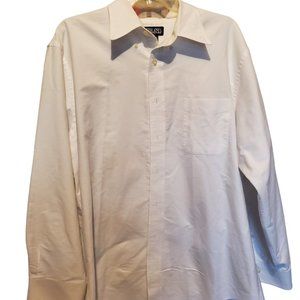 Land's End Men's 17 - 34 Regular White Button Up Long Sleeve Dress Shirt